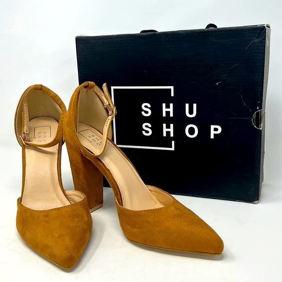 Shoes Nairobi Tan Block Heel Pointed Toe Pump Size
